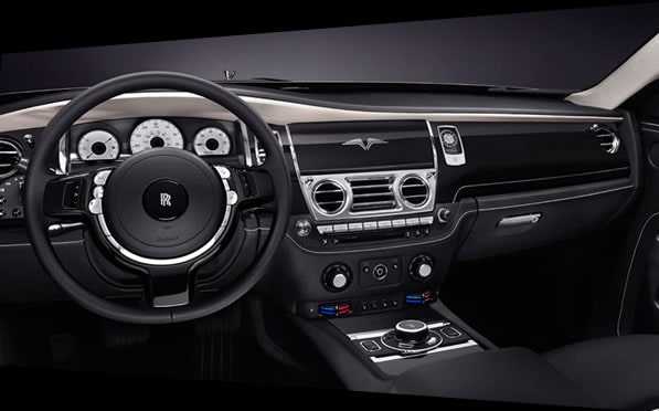 Rolls Royce Ghost rental rear old model interior view