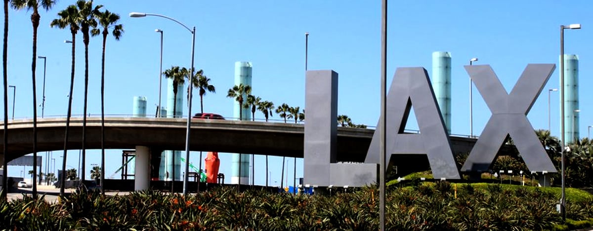 Luxury car rentals Los Angeles airport sign